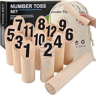 GOLDGE Kubb Wikingerspiel Zahlen Wikingerschach Wurf Spiel Kubb Spiel Holzspiel Wikinger Schach für Kinder Erwachsene Outdoor Spiele