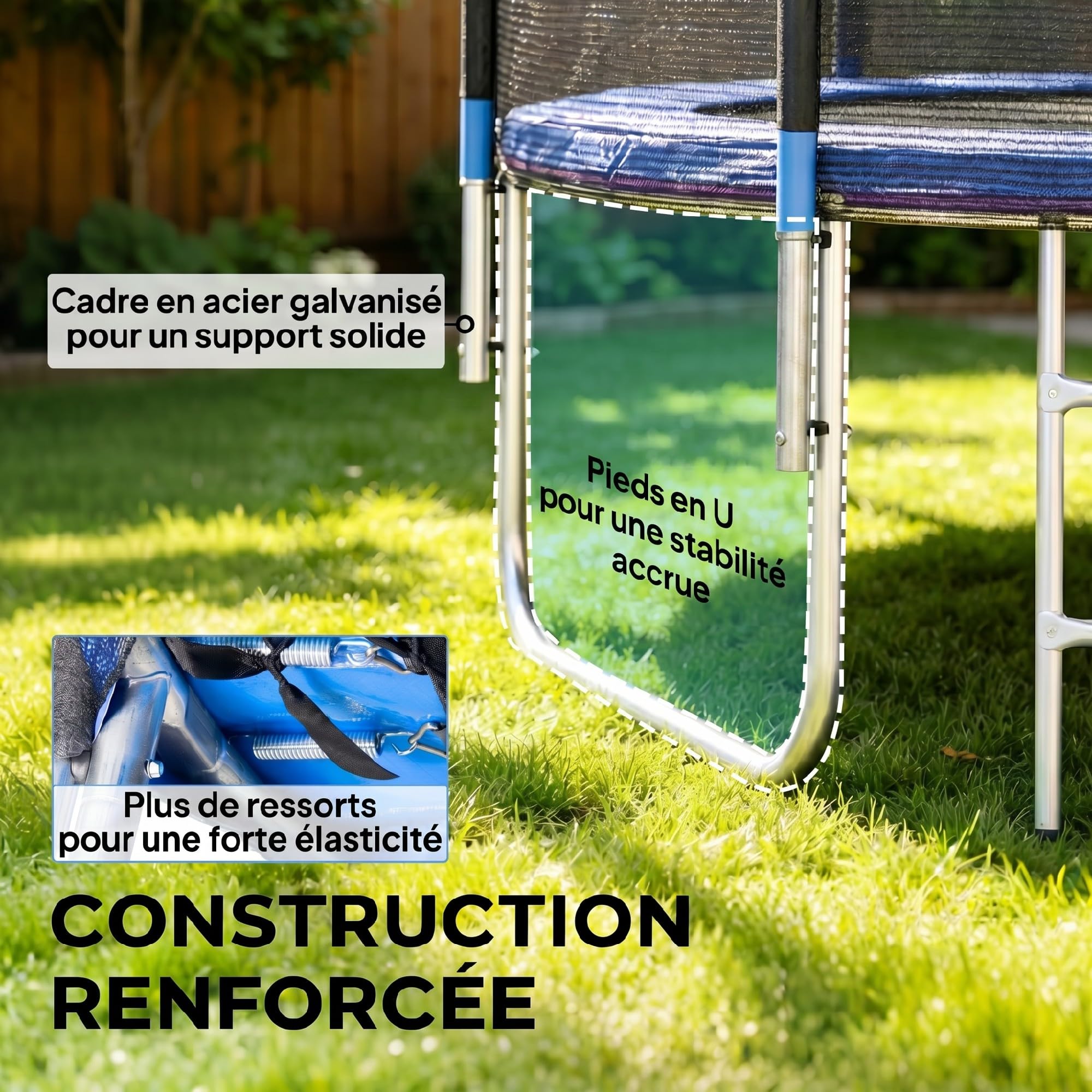 SPORTNOW Trampoline Exterieur Enfant avec Filet Sécurité Échelle Ø 180cm | Poteaux Rembourrés, Trampoline de Jardin, pour Enfants Adolescents et Adultes