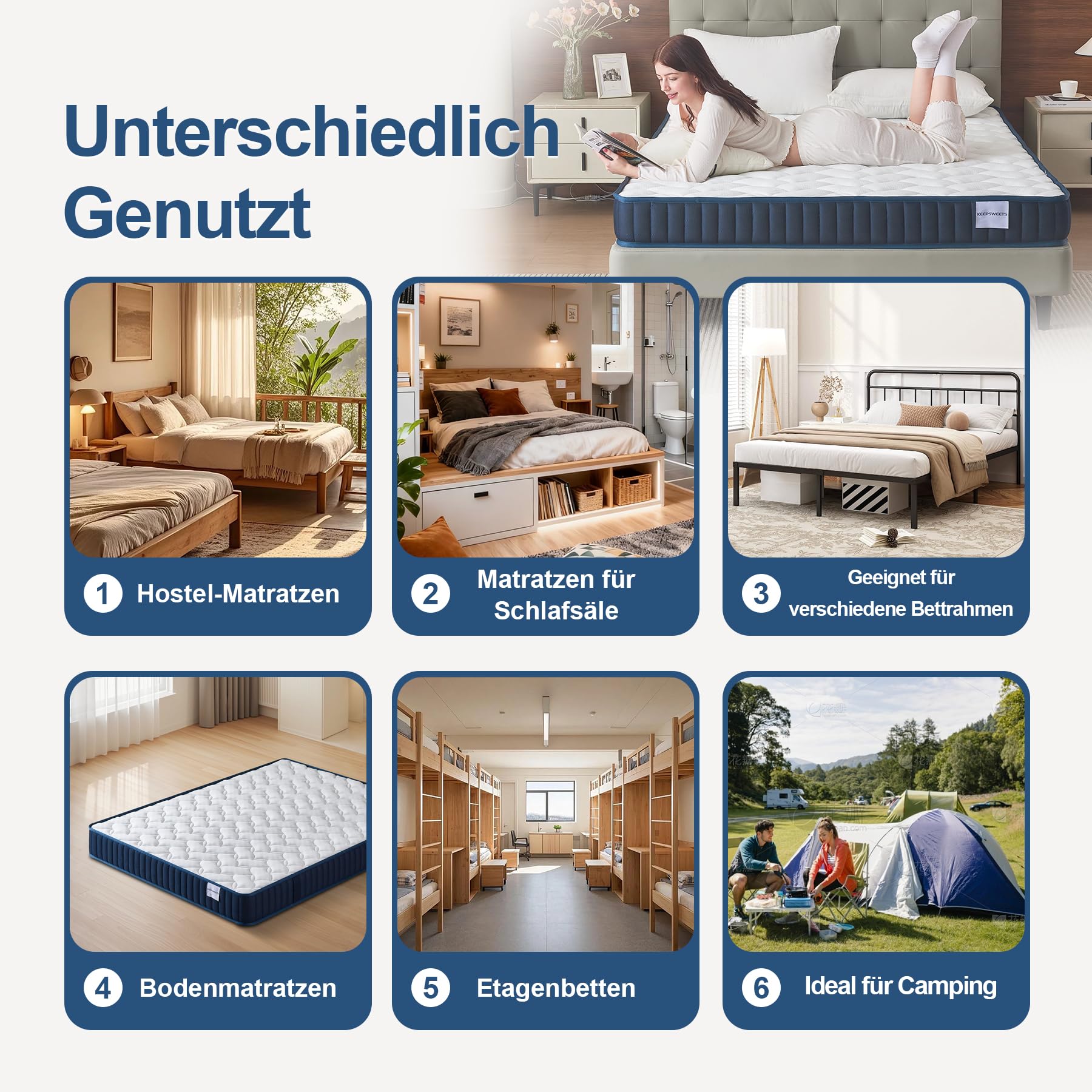 Materac 140 x 200 cm, stopień twardości H3, materac z zimnej pianki i pianki memory, wysokość 16 cm, dla dorosłych, materac z zimnej pianki, dostarczany w paczce