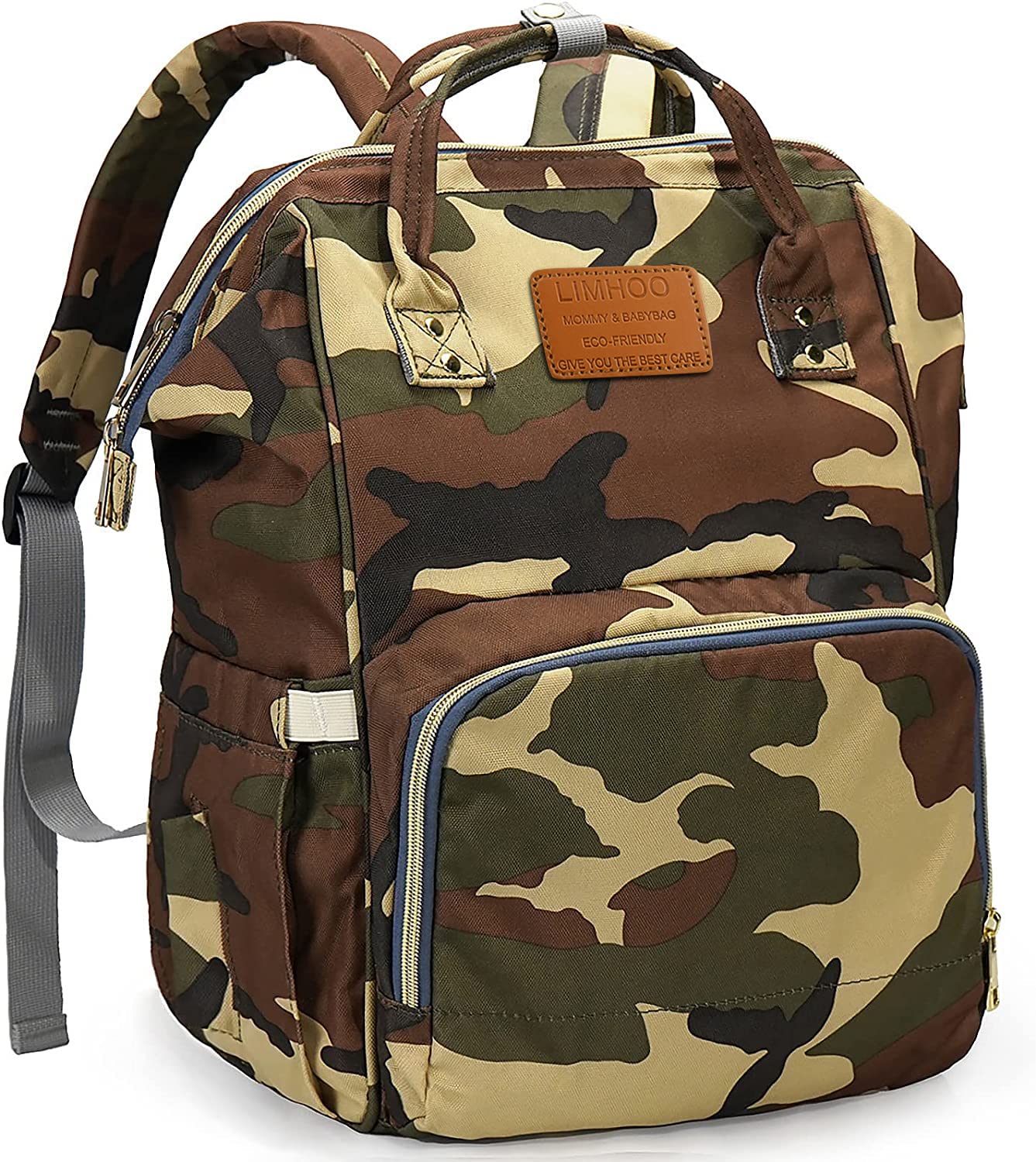 LIMHOODiaper Bag Backpack for Men Dad, Waterproof Large Canvas Camo Nappy Bags, Baby Care Bag (Jungle Camouflage)