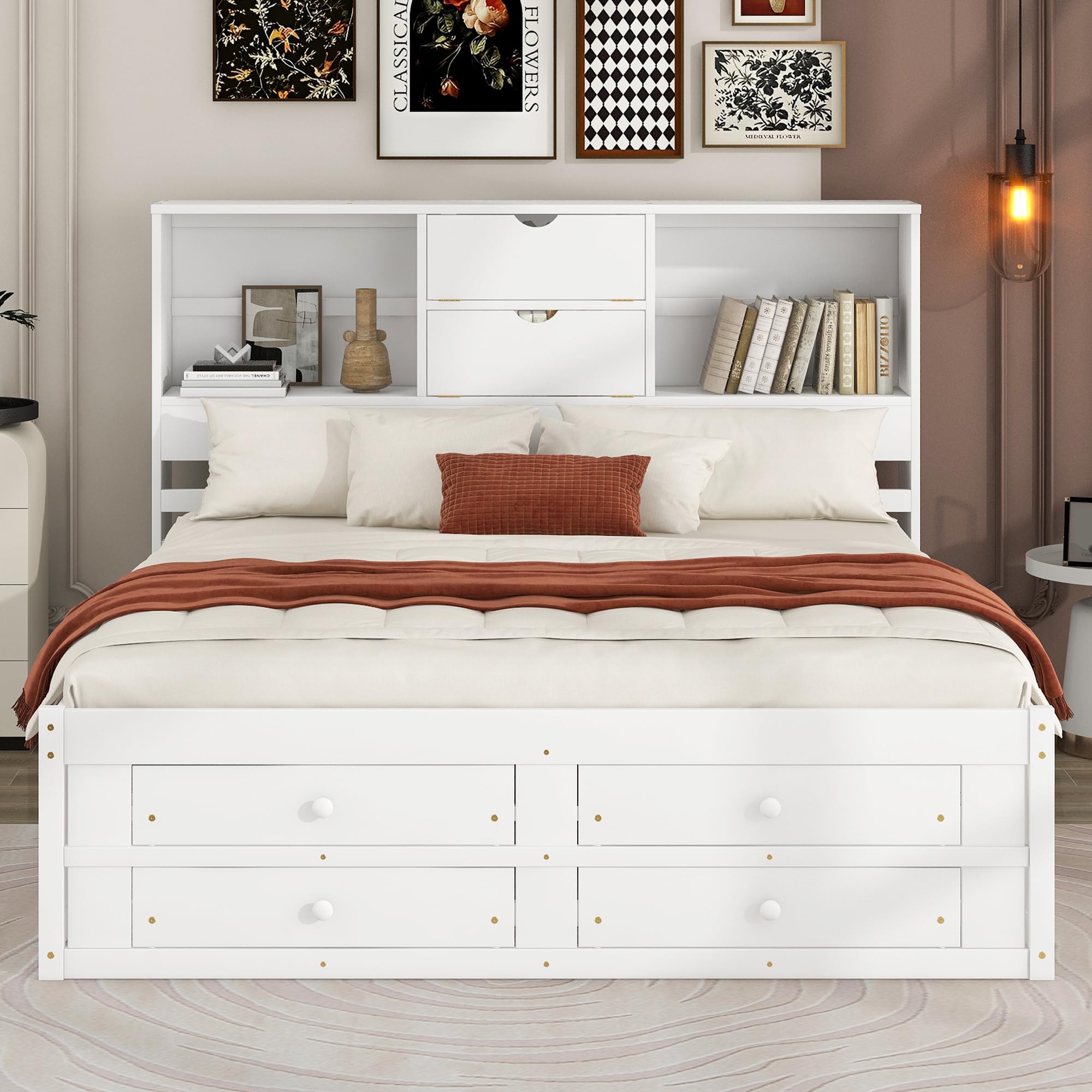 Amazon.com: LUMISOL Queen Size Bed Frame with 8 Drawers, Queen