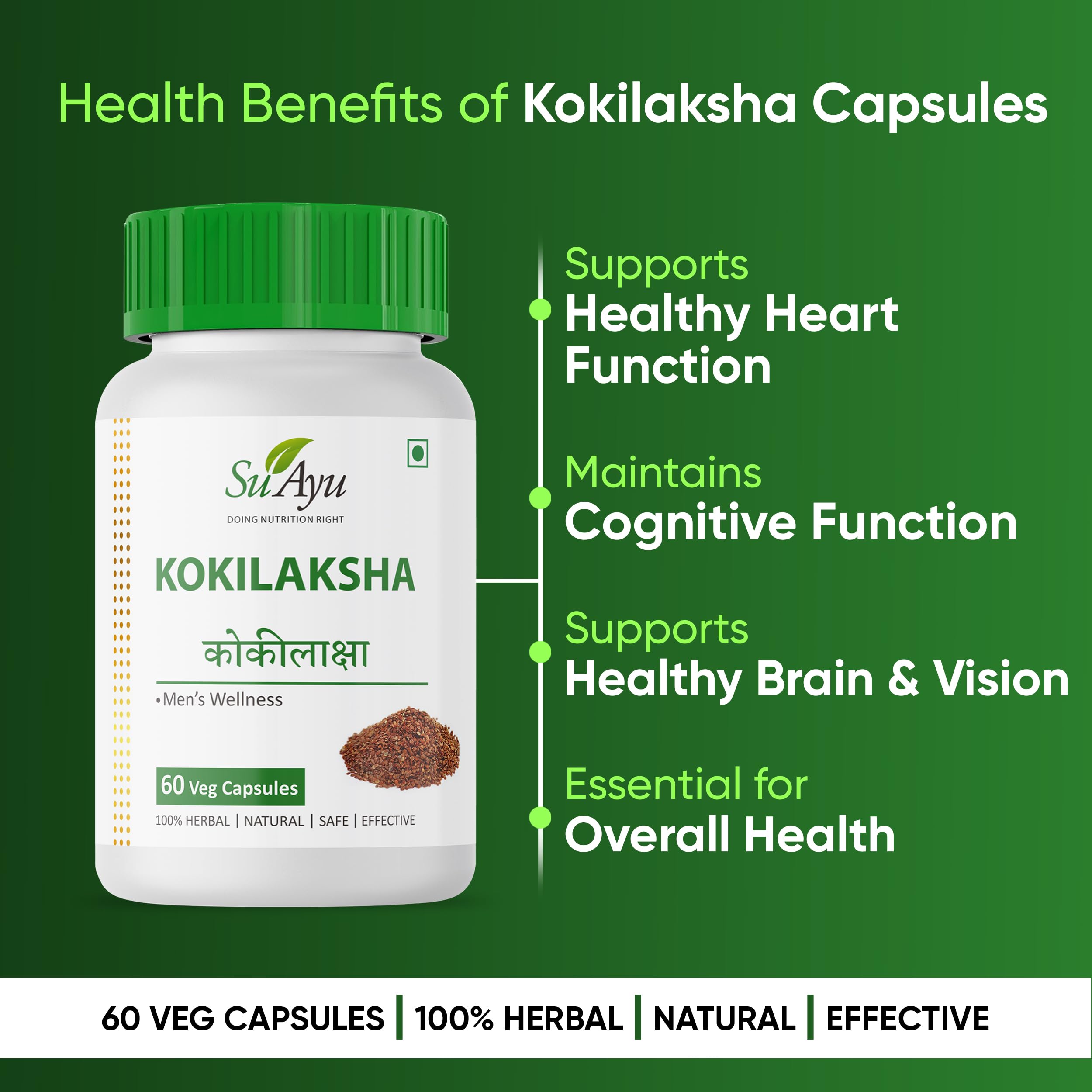 Kokilaksha 60 Capsules (Pack Of 1) | Ayurvedic Men’s Wellness Supplement | Natural Support for Stamina, Energy, Reproductive Health & Vitality | 100% Herbal & Safe — Amazon image 6