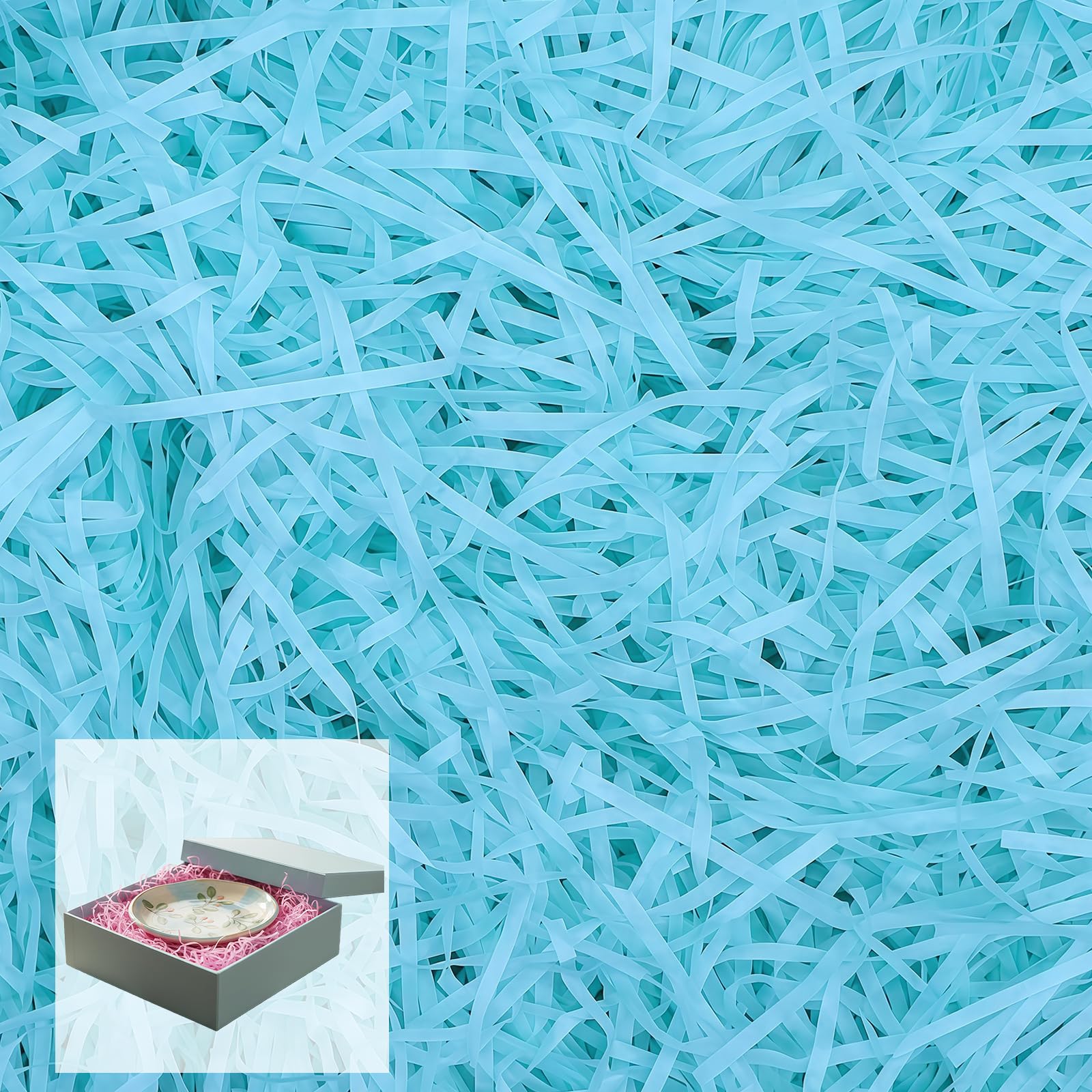 500g Blue Shredded Tissue Paper for Gift Boxes Decoration,Baby Blue Empty Gift Box Shredded Paper for Hampers,Stuffing Filling Gifts Packaging Filler for Valentine's Day,Baby Shower,Birthday DIY Decor
