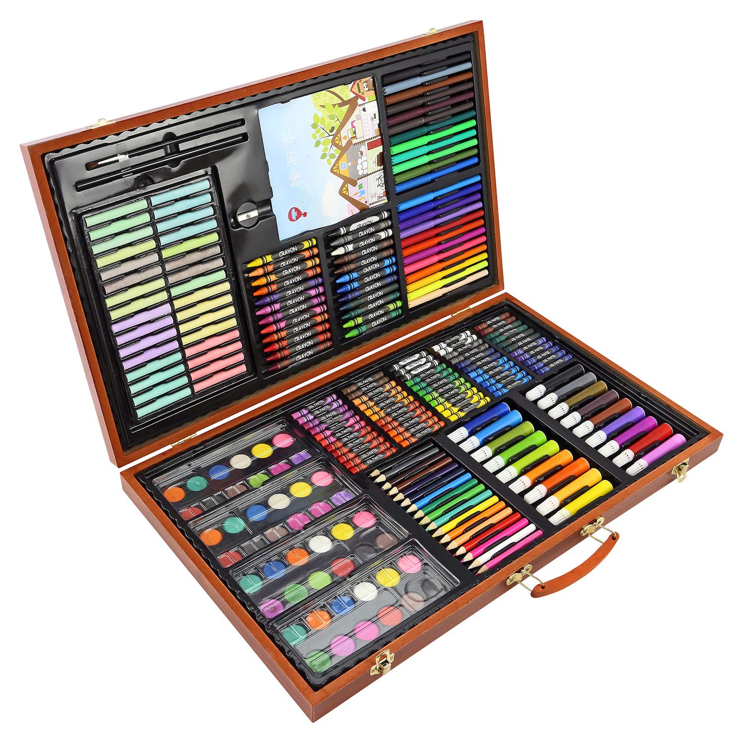 Buy ArtBoss 258pc Wooden Box Artist Set Deluxe Art Oil Pencils Pens
