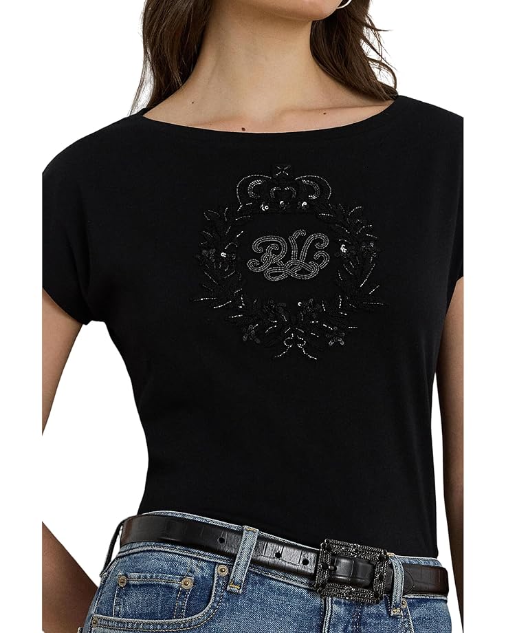 Lauren Ralph Lauren Sequined-Crest Cotton Jersey Tee - #3 of 4