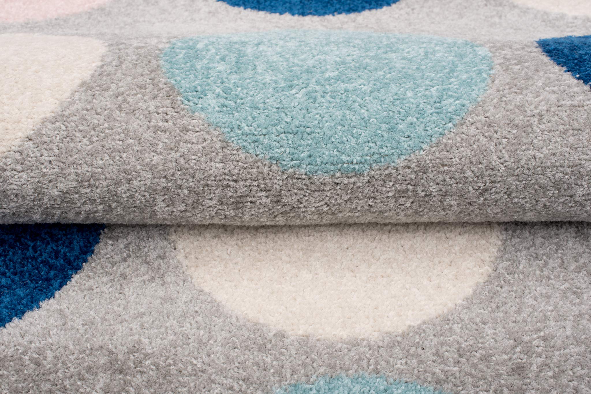 TAPISO Lazur Tapis Chambre Enfant Fille Garçon Bébé Tapis de Jeu Moderne Bleu Rose Gris Crème Noir Géométrique Motif à Pois Poils Courts Oeko-TEX Doux Résistant 120 x 170 cm