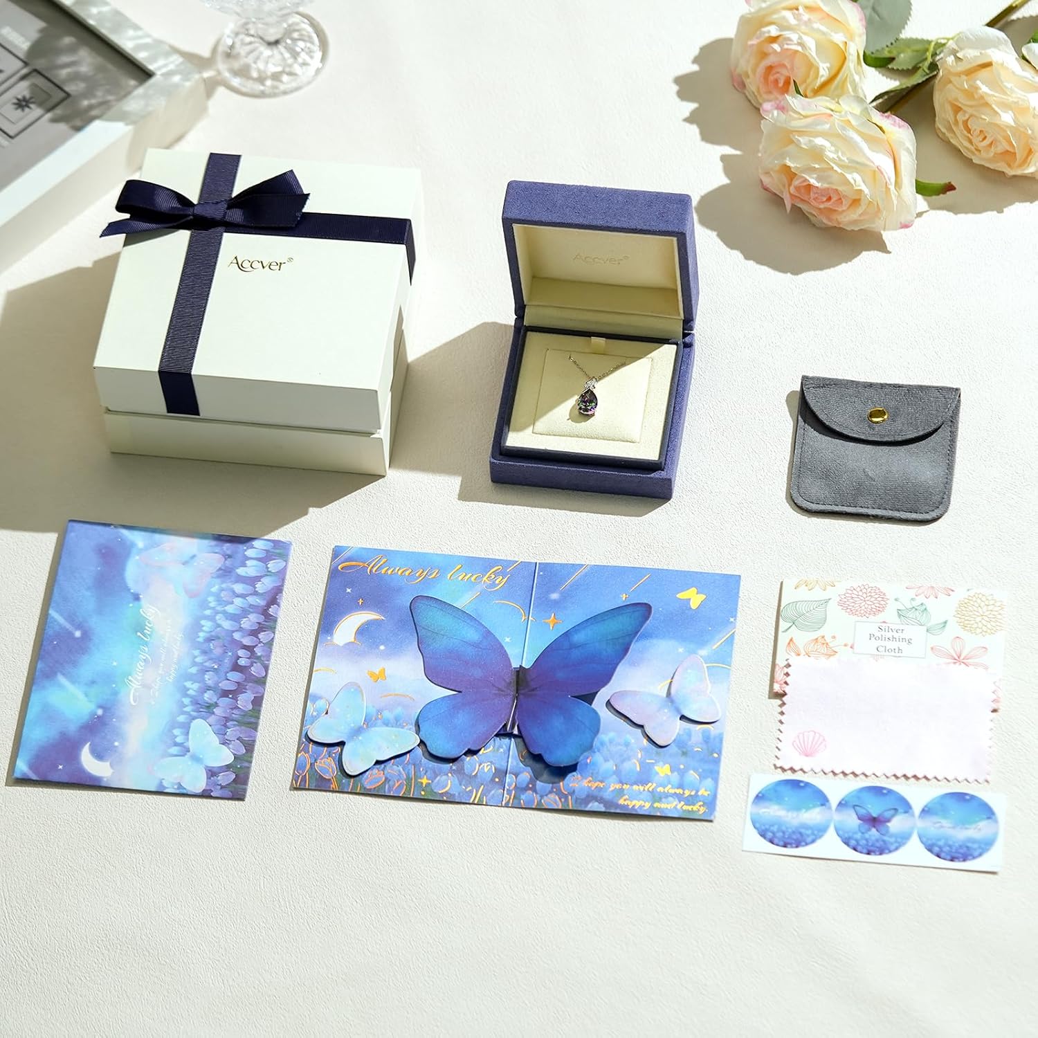 Birthstone Necklace for Women - S925 Sterling Silver Teardrop with Cubic Zirconia and Gemstones -Birthday Jewelry gift for her, Girlfriend, Wife, Mom on Birthday, Anniversary - Image 5