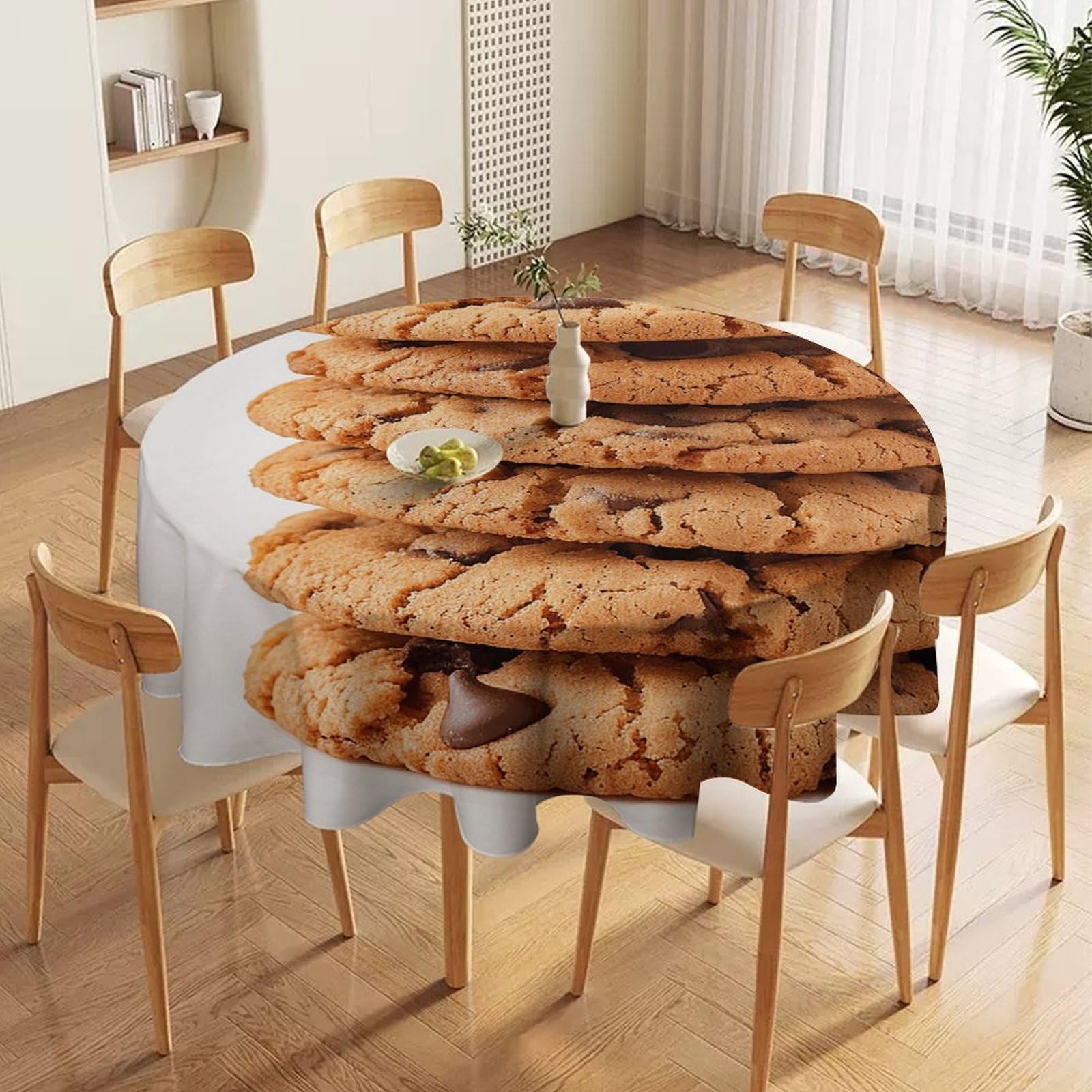 Nappe ronde tissu imperméable lavable 177x177 cm pour décoration cuisine table