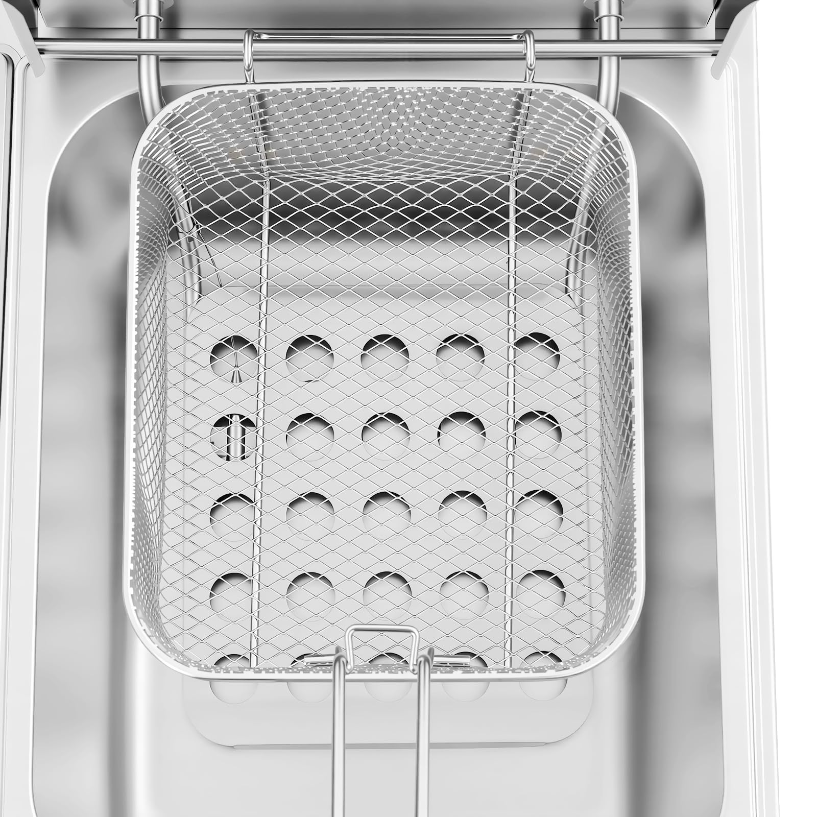 Friggitrice elettrica doppia vasca da 6 l, friggitrice professionale in acciaio inossidabile 201, termostato indipendente 60-200 °C, 2 cestini, 2,5 kW × 2, ideale per ristorante, snack