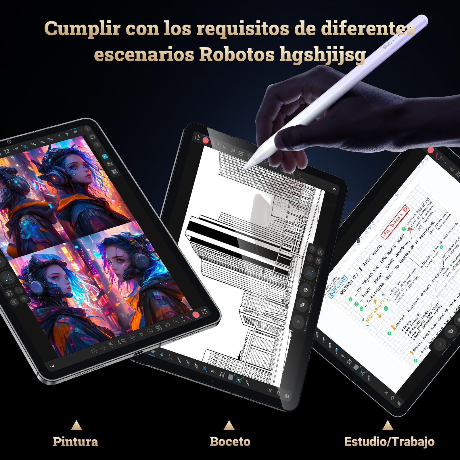 BAZO Lápiz para iPad 2018-2026 - Carga Rápida, Detección de Inclinación