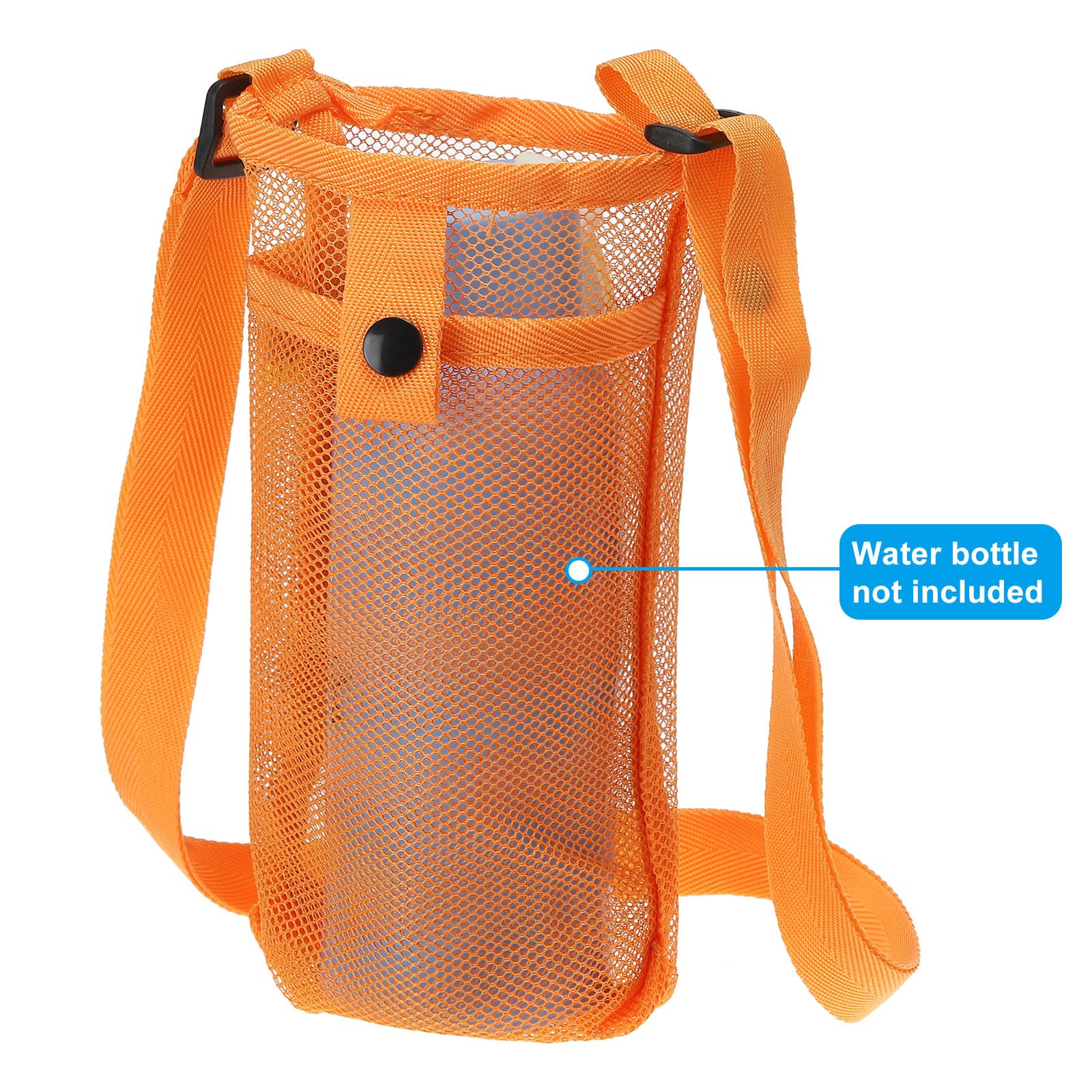 PATIKIL 22mmx13mm Water Bottle Bag, Mesh Portable Bottle Holder Carrier Adjustable Shoulder Strap for Sports Hiking Camping Orange - Image 4
