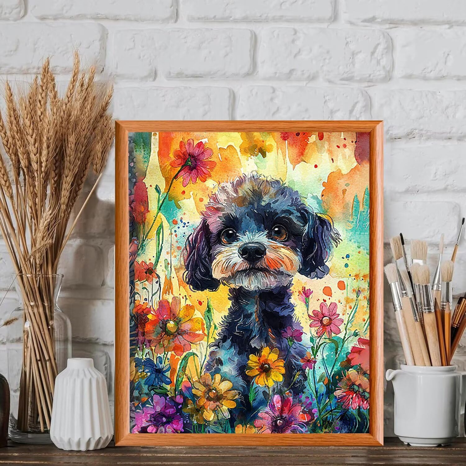 WEISHIWE Chien Teddy Peinture Numero Adulte Kits, 80x100cm m-935