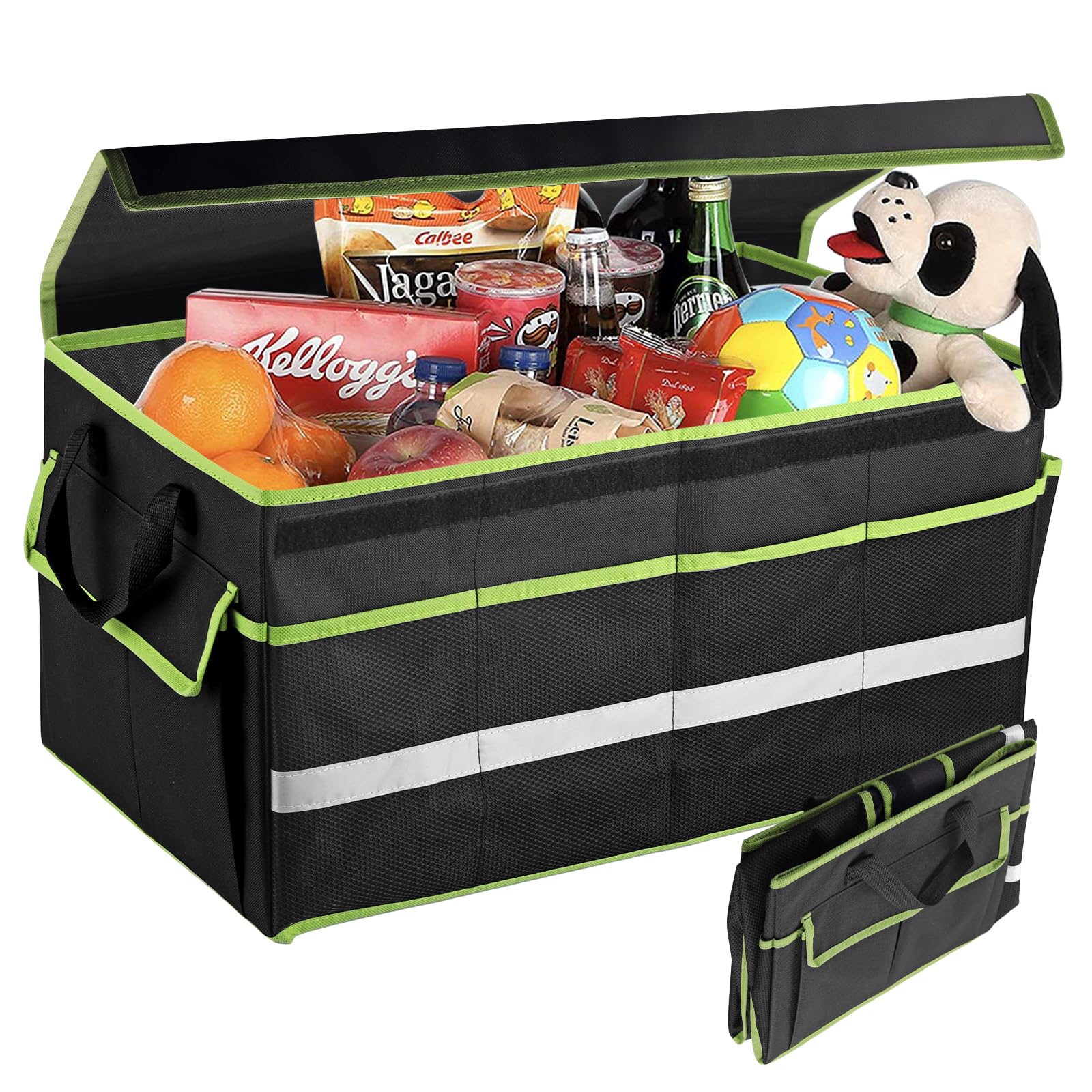 EYPINS Organizzatore Bagagliaio Auto, Portaoggetti Auto Impermeabile in Tessuto Oxford 600D, Pieghevole con 8 Tasche, Riflettore e Fondo Antiscivolo, 55x32.5x28 cm