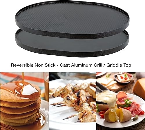 Miniatura 7 de SwissMar KF-77068 Matterhorn - Raclette ovalado para 8 personas con base de madera, placa de parrilla antiadherente de aluminio fundido reversible