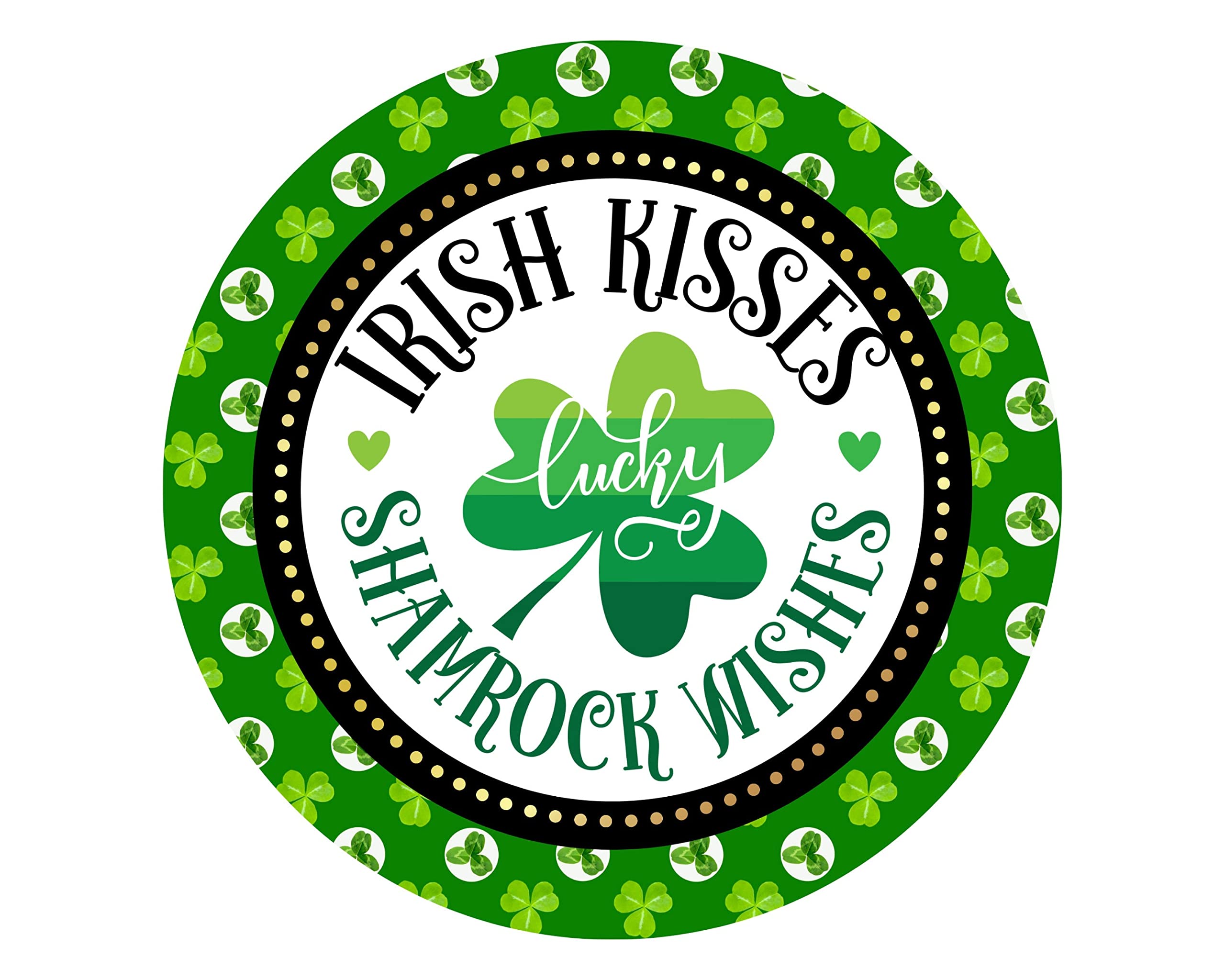 Retro Round Tin Sign 12 X 12 Inches St. Patricks Day Wreath Sign Spring Attachment Wreath Attachment Irish Kisses Shamrock Wishes Irish Decor Funny Wall Decor Nostalgic Arts Decor Home Decor Gifts