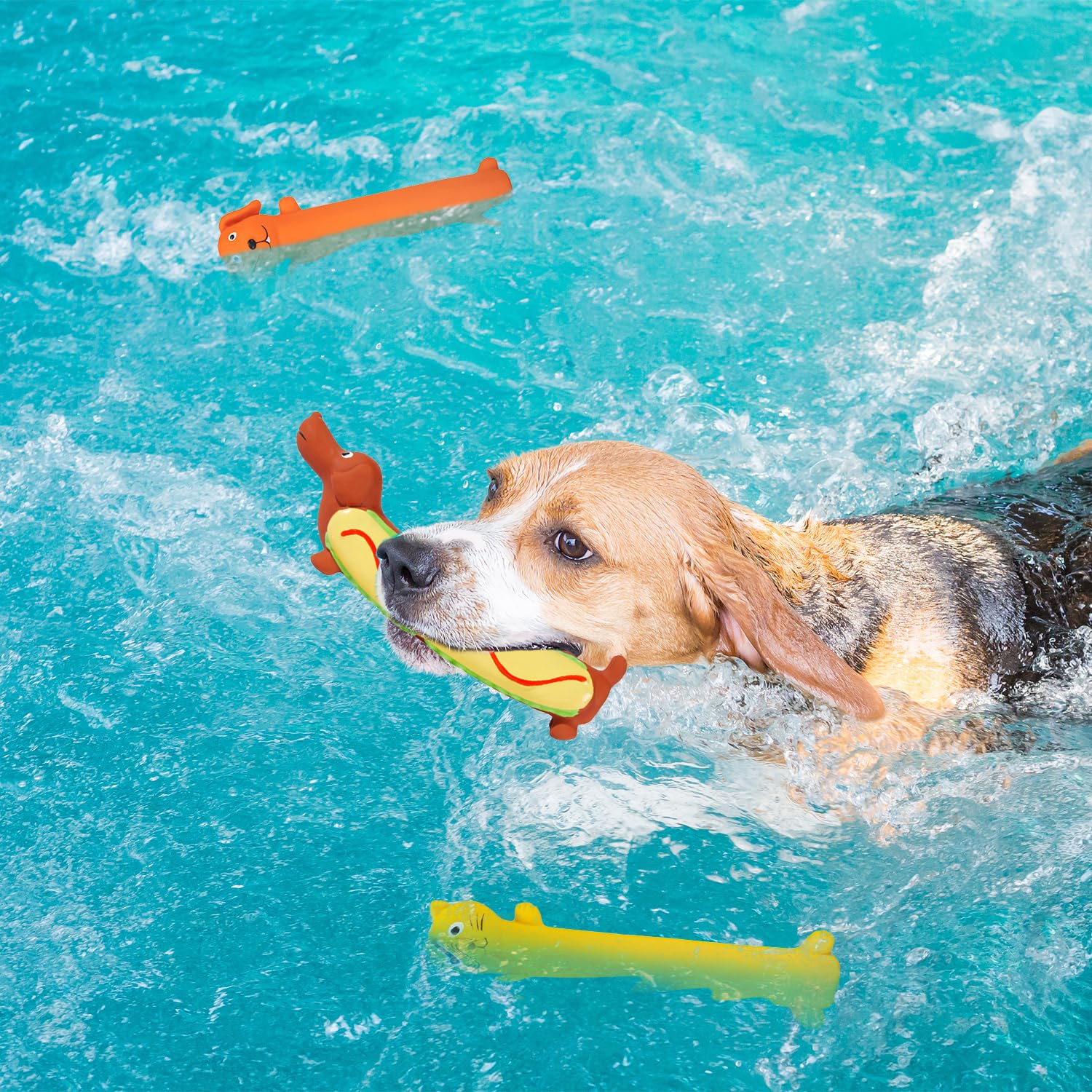 Quietschendes Latex-Hundespielzeug, 22,6 - 27,7 cm, verschiedene Farben, für mittelgroße und große Rassen, Gelb, 3 Stück