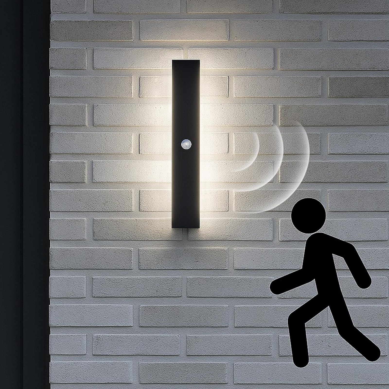 Lámpara de Pared de 40 cm con Detector de Movimiento para Exterior/Interior, Larga Lampara Pared con Detector de Movimiento LED Moderna Para Villa/Terraza