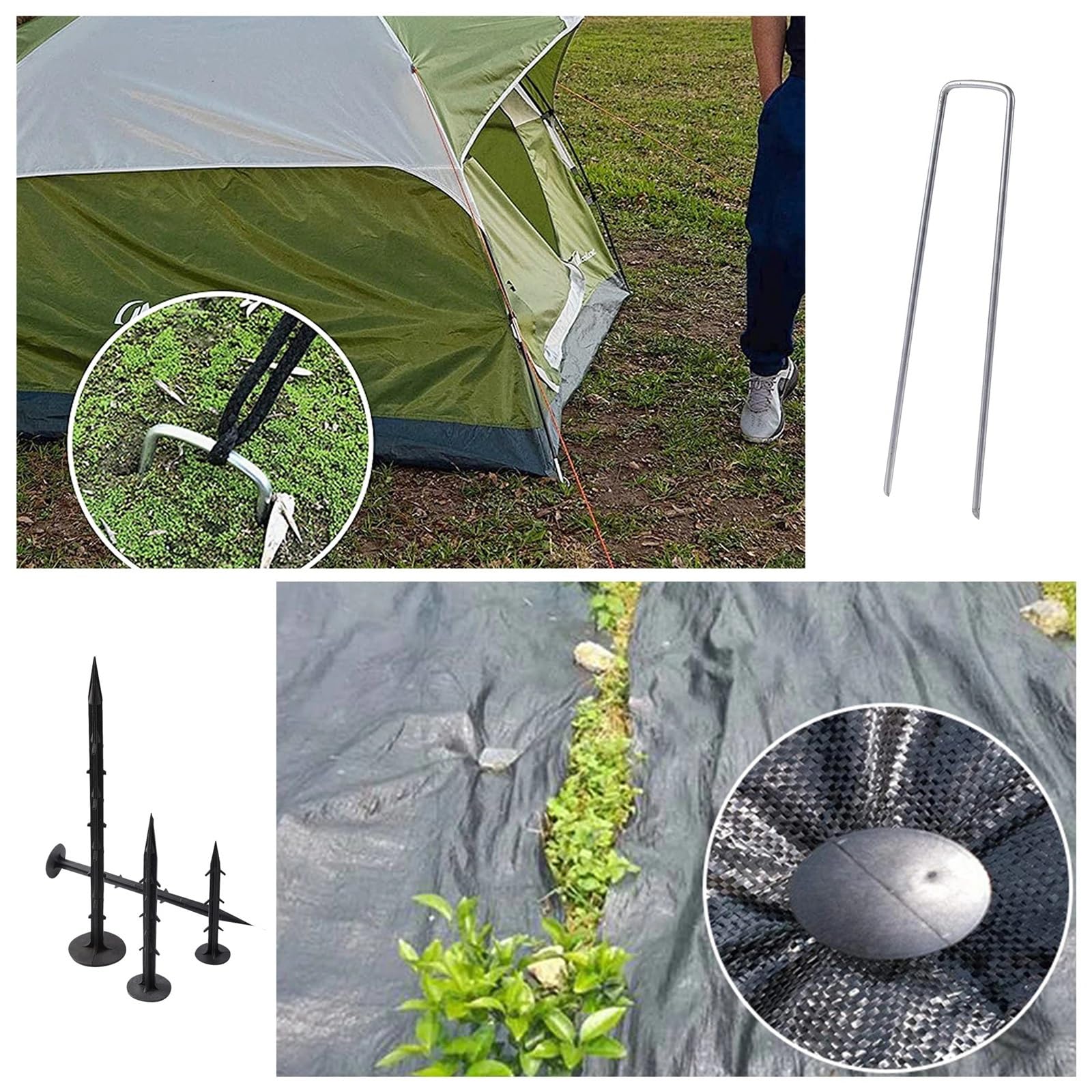 100 Pezzi di picchetti da Giardino in plastica, ancoraggi for Bordi paesaggistici for Il Fissaggio Chiodi antiruggine for Giardinaggio, Terra per Fissaggio(25cm)