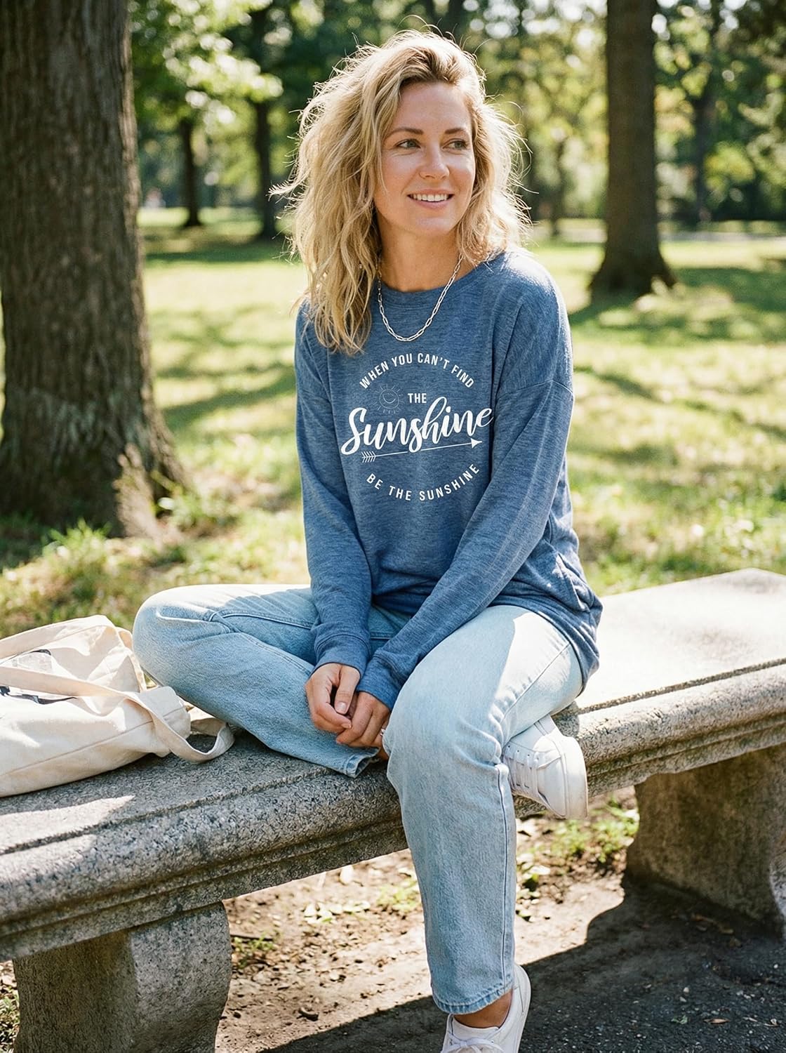 Muicy Womens Sunshine Shirt Casual Long Sleeve Shirt Tops Trendy Loose Fit Sweatshirts Tunic Tops with Pockets - Image 3