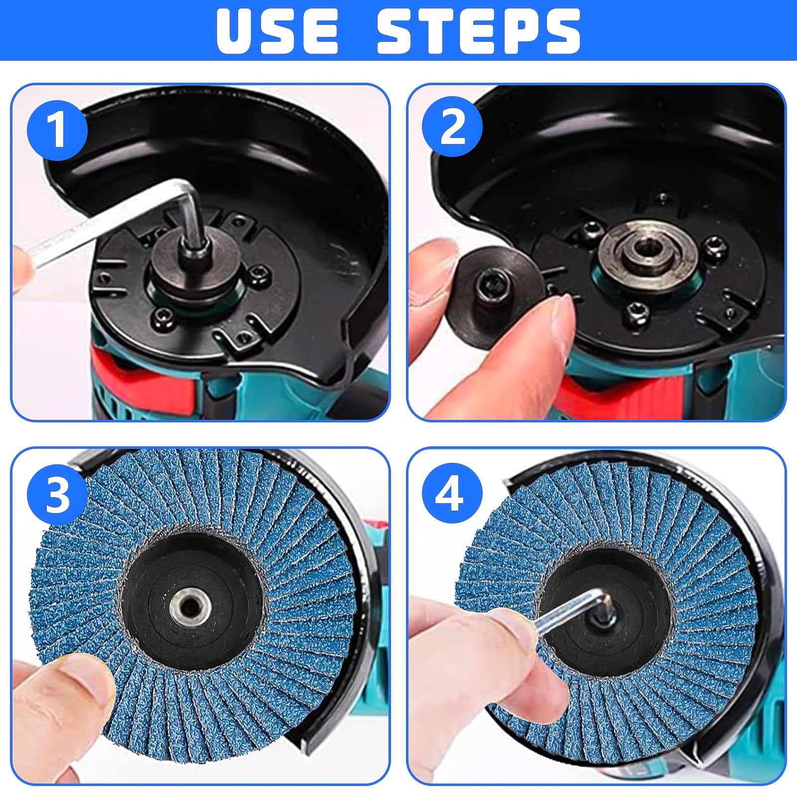 12 Pezzi Disco Abrasivo Lamellare, Dischi Lamellari 76 mm, Grana 40/60/80/120, Dischi Smeriglio Lamellari per Smerigliatrice Angolare a Batteria (Blu)
