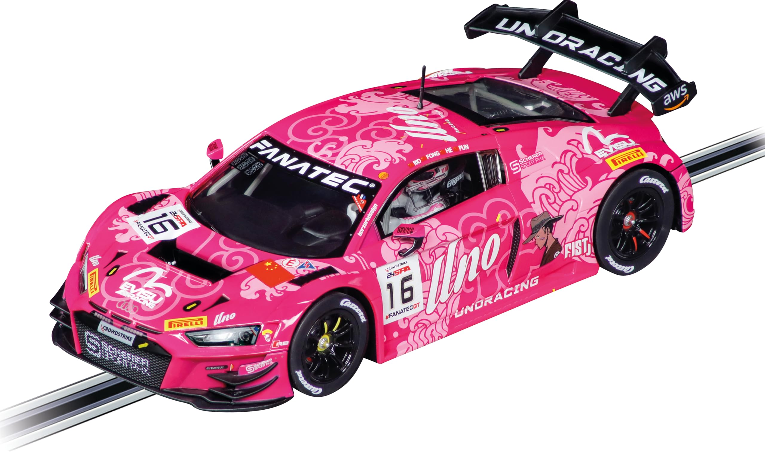 Carrera Digital 124 20023992 Audi R8 LMS GT3 evo II Uno Racing Team, No.16 1:24 Scale Slot Car With Working Front