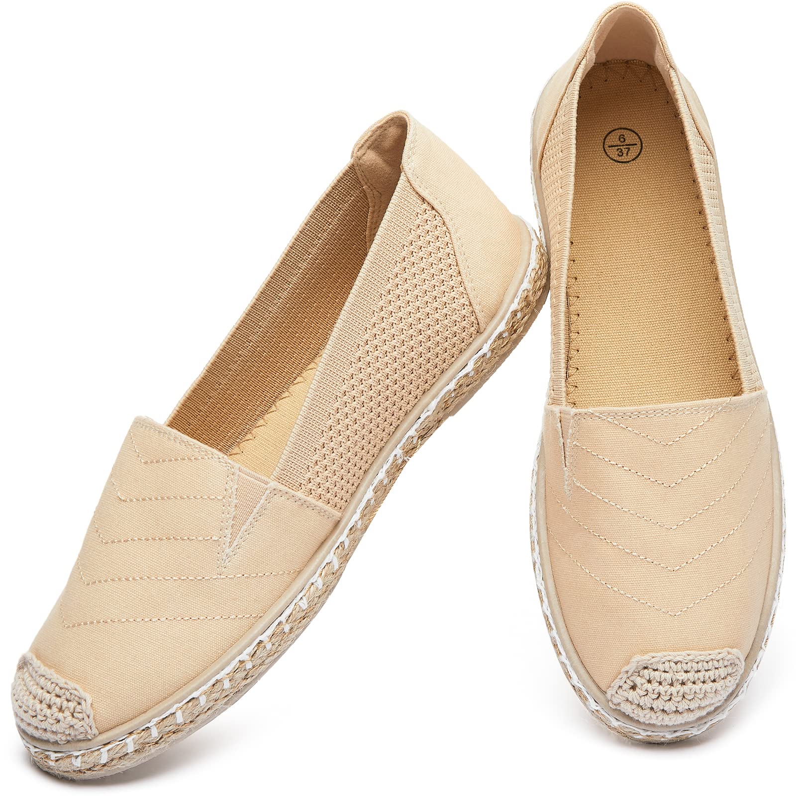 Women's Flats Shoes,Breathable Black Espadrilles Flats,Black and White Slip on Shoes(Lightweight and Soft)