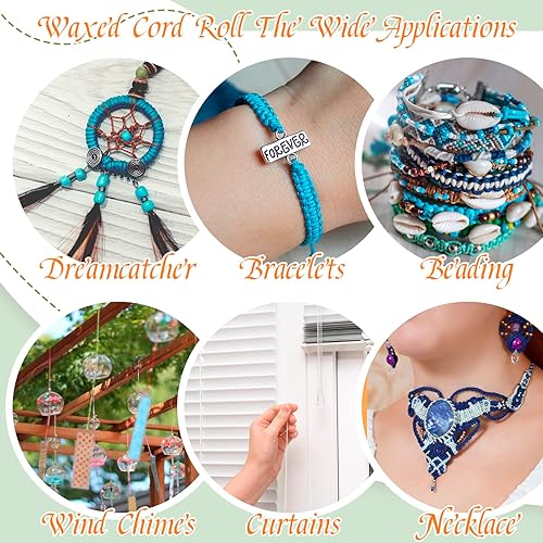 Miniatura 5 de JeogYong 2 cuerdas de algodón encerado de 0.039 in x 76 yardas, cuerda de cera para hacer pulseras, hilo encerado para abalorios para hacer joyas,