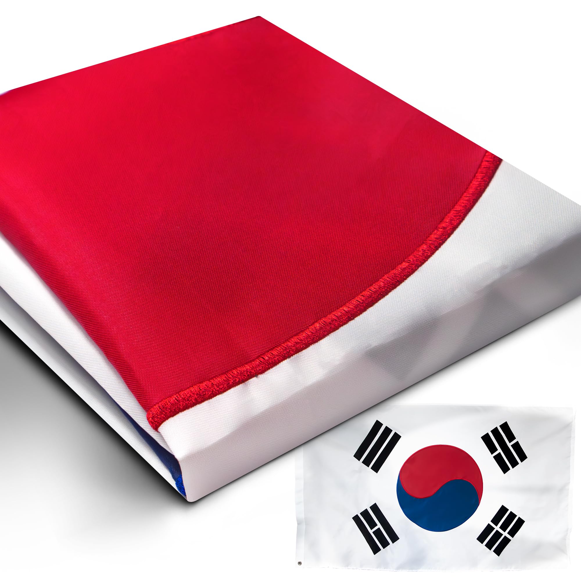 Anley EverStrong Series South Korea Flag 3x5 Foot Heavy Duty Nylon - Embroidered and Sewn Stripes - 4 Rows of Lock Stitching - S Korean National Flags with Brass Grommets 3 X 5 Ft โ image 1