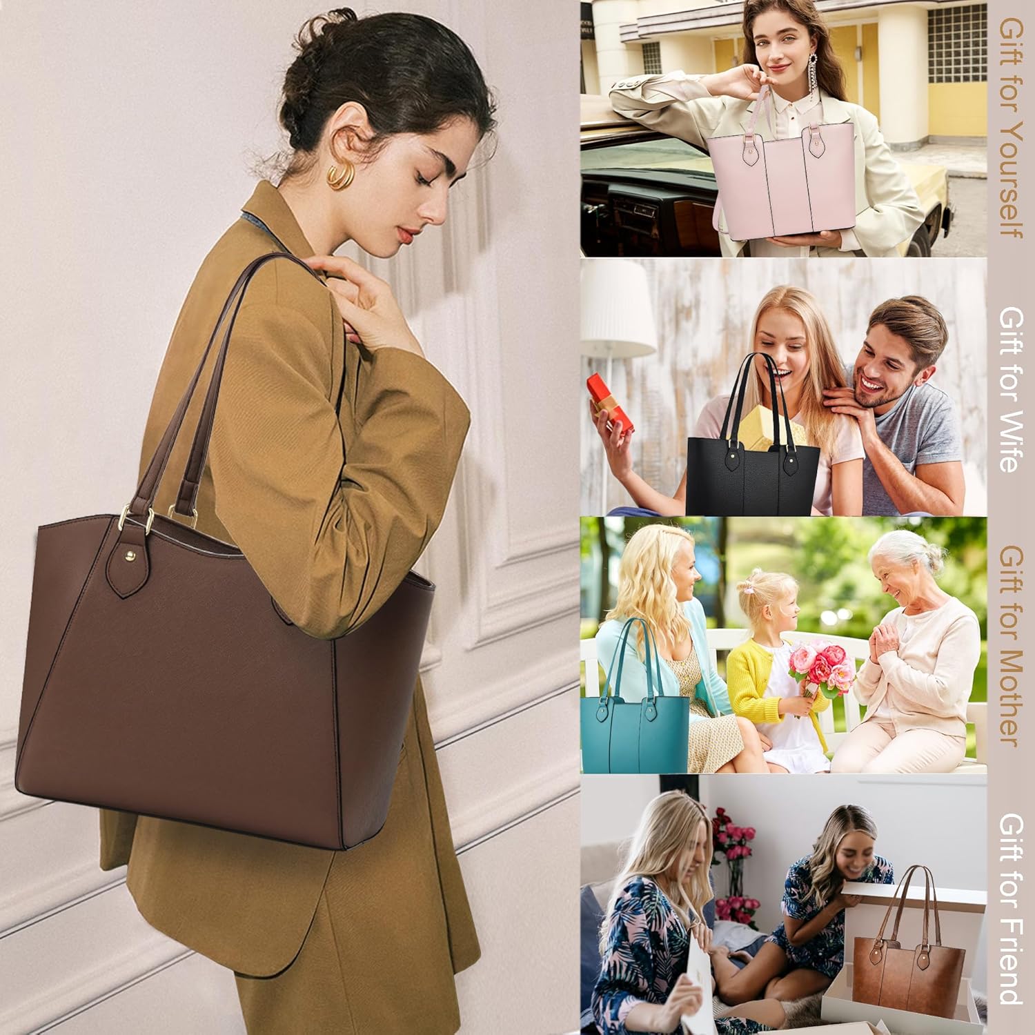 CHICAROUSAL Tote Bag for Women Large Handbags and Purses for Women PU Leather Womens Shoulder Bags - Image 8