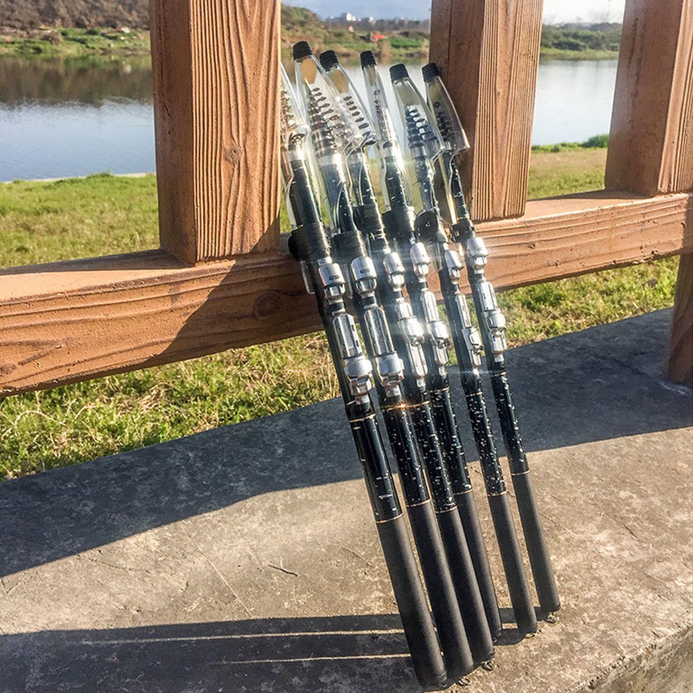 Caña de Pescar Carbono telescópica portátil Pesca retráctil Ultraligera Accesorio Aparejos para Carpas en mar río Lago