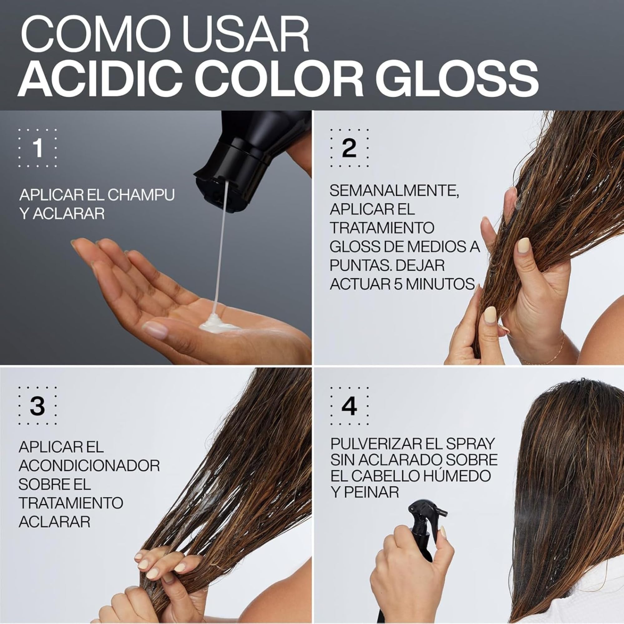 Redken Rutina Protectora del Color para Cabello Teñido con Champú 300 ml y Tratamiento Termoprotector 190 ml, Acidic Color Gloss