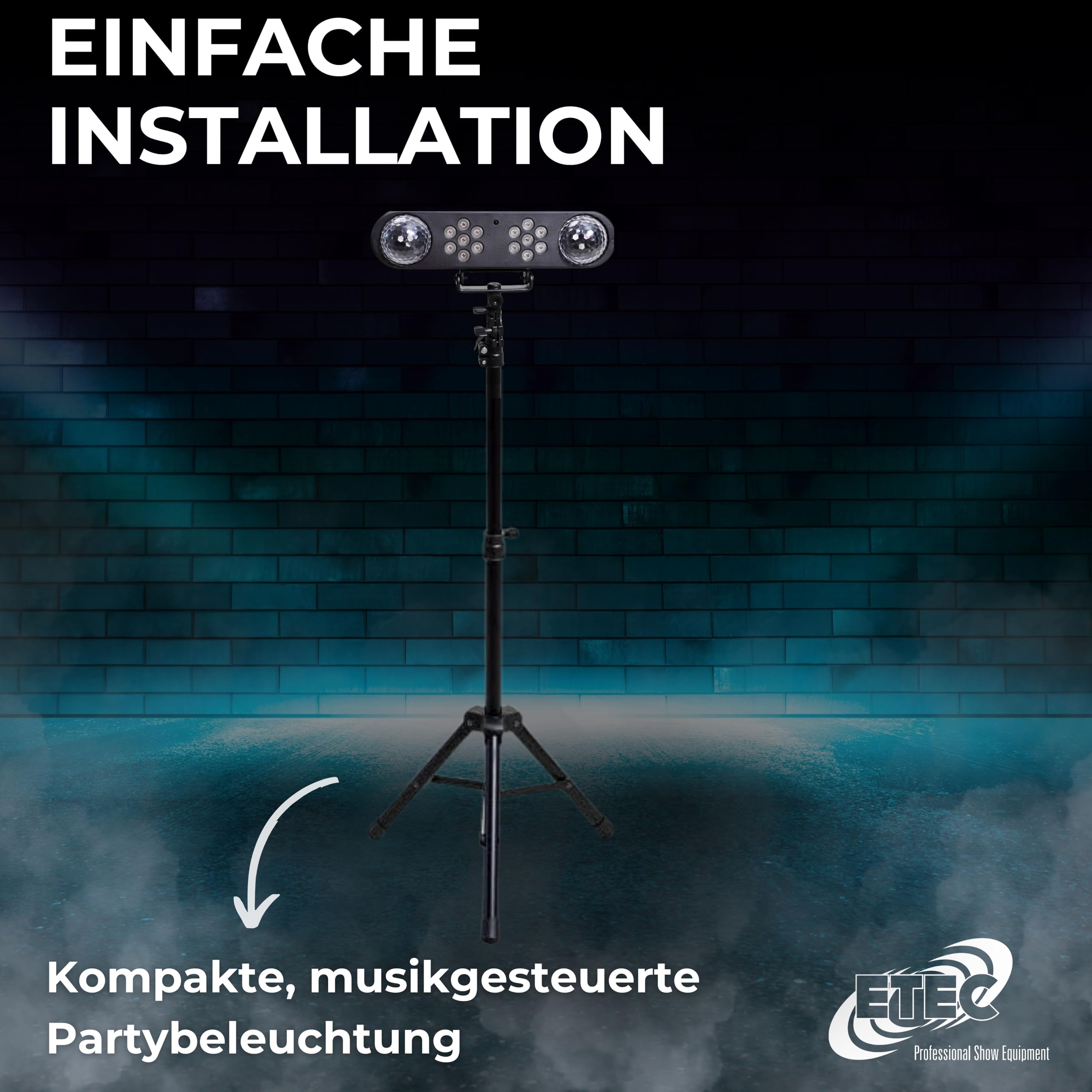 ETEC Professional LED DJ Magic Bank 2 Partybar Effekt Scheinwerfer mit Stativ und Fernbedienung RGB Discolicht Lichtanlage Komplettset PAR Scheinwerfer Jelly Balls Moonflower Veranstaltung Event Bühne