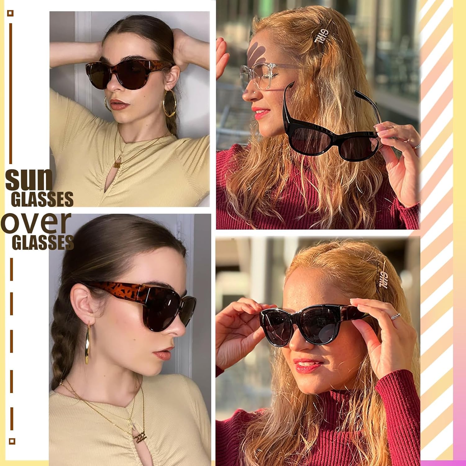 GEGURI Fit Over Glasses Polarized Sunglasses for Women & Men, Stylish Cat Eye Design Sun Glasses 100% UV Protection - Image 6