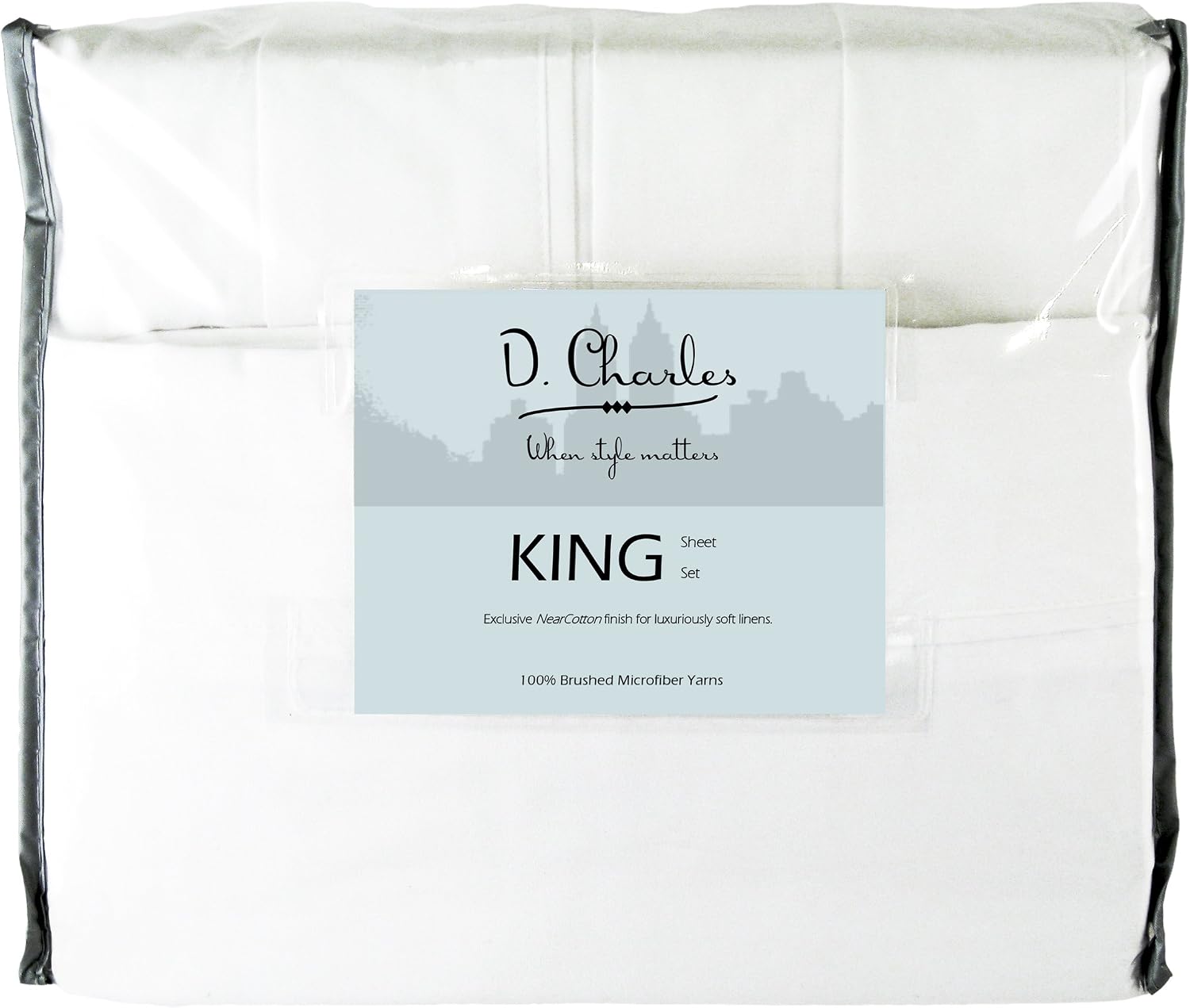 D. Charles Luxury Microfiber Sheets with Near Cotton Finish and 2 Extra Bonus Pillowcases (White, King)