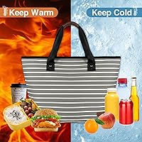 Vista 4 de Bolsa térmica grande aislada azul de 30 latas de 18 L, a prueba de fugas, suave bolsa de asas aislada, bolsa de comestibles reutilizable, lonchera