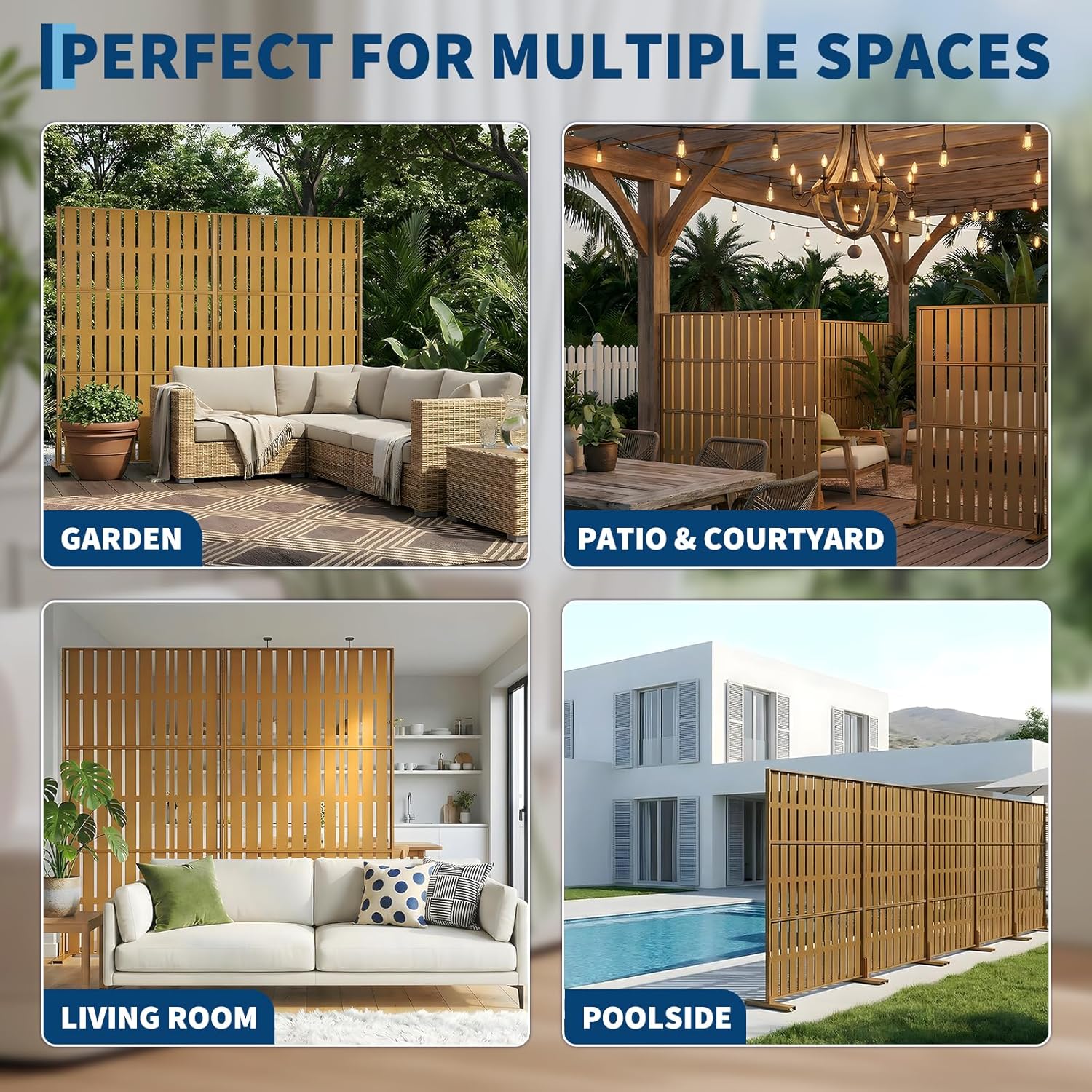 Metal Outdoor Privacy Screen, 47" w x 71" h Durable Weather-Resistant Patio & Yard Partition for Outdoor Spaces