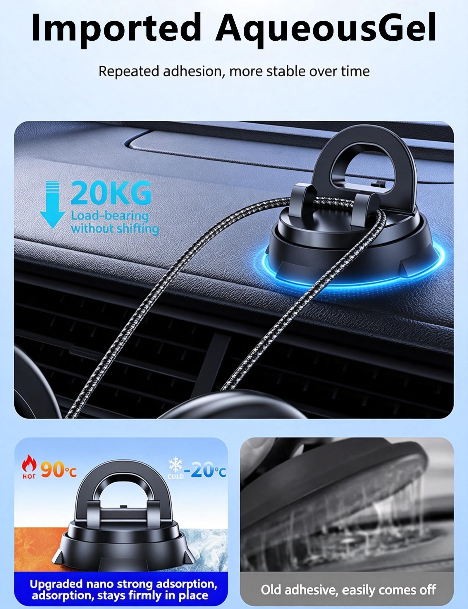 Supporto Smartphone per Auto Girevole a 360 Gradi, Telefono Auto per Cruscotto