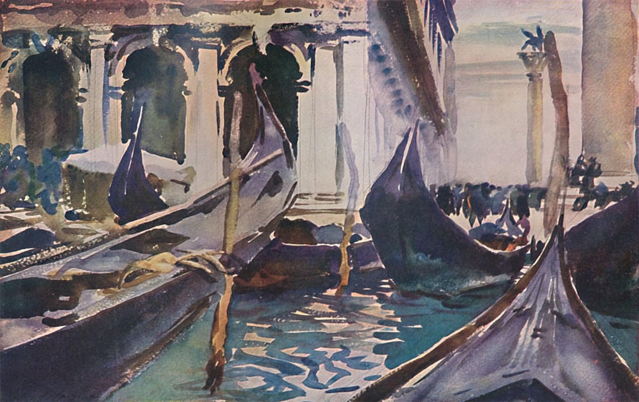ARTXLXXBN Famous Painting Art Wall Decor Abstract Art Picture Gondolas by the Piazzetta by John Singer Sargent Animal Pictures for Home Decor 60x90cm