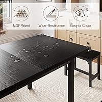 Vista 5 de Juego de Mesa de Comedor de 5 Piezas para 4-6, Mesa de Cocina Extensible de 63" con 2 Bancos y 2 Taburetes, Estructura de Metal y Tablero de MDF