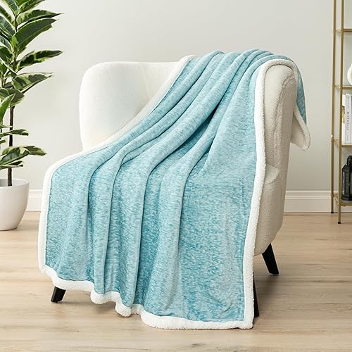 Miniatura 2 de PAVILIA Melange Manta de sherpa suave, esponjosa, de vellón de microfibra para sofá y sillón, cálida y mullida, de lujo, moderna, 50 x 60 pulgadas,
