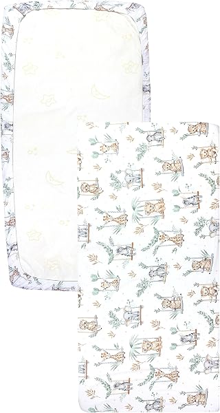 TupTam Lenzuolo per Bambini Bambino Confezione da 2, Safari swing verde, 70 x 140 cm - 2
