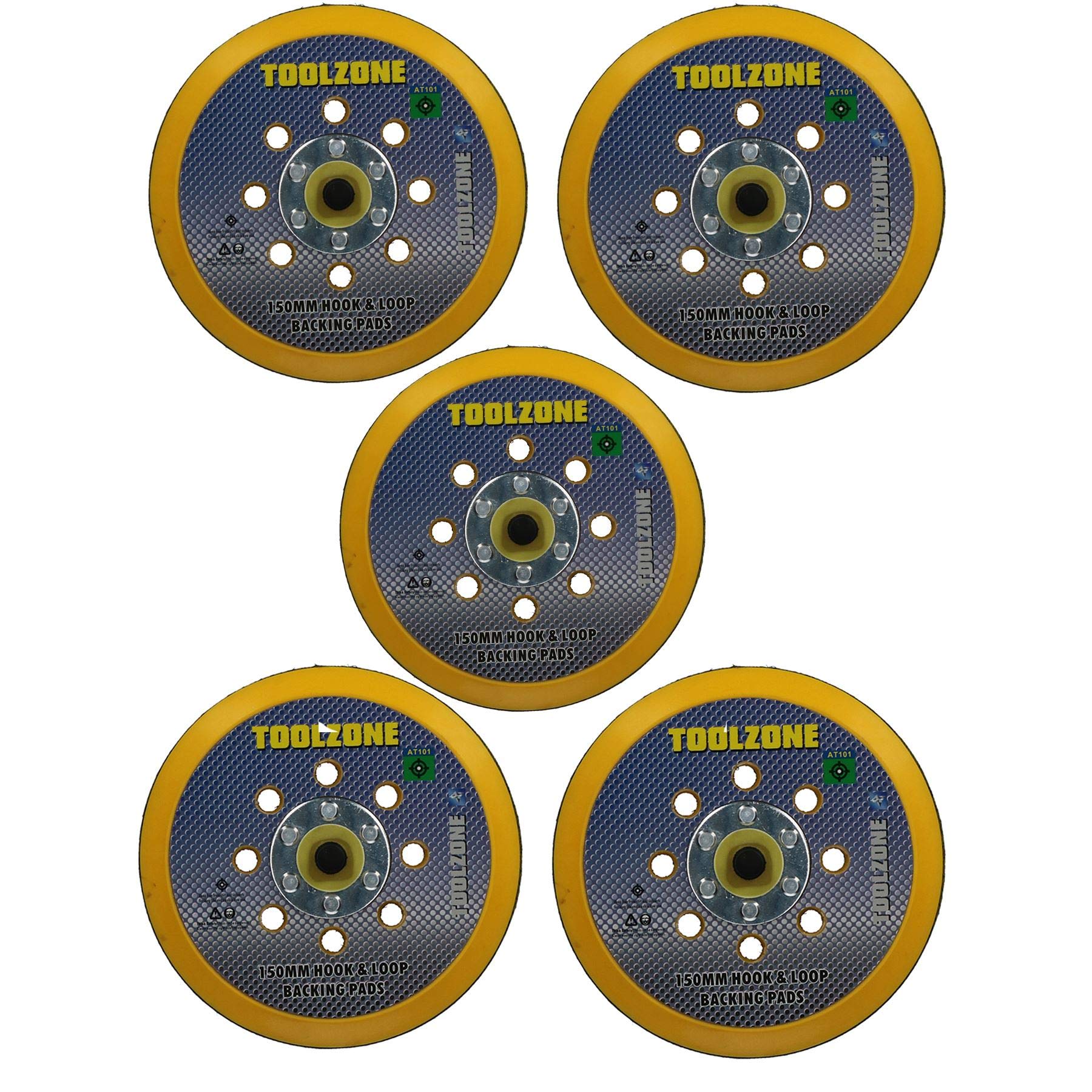 B&Q -  6" Dual Action Hook + Loop Da Orbital Backing Pad Sander Sanding 5 Pack