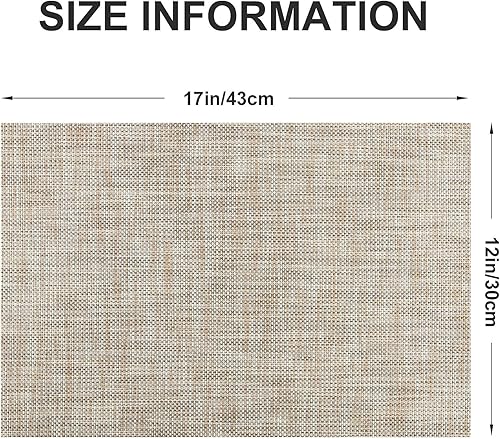 Miniatura 4 de Juego de 4 manteles individuales de vinilo, tejido de PVC, lavables, antideslizantes, resistentes al calor, sin arrugas, para mesa de comedor,