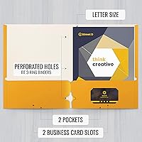 Vista 2 de Better Office Products Two Pocket Portfolio Folders, 50-Pack, Dark Yellow, Letter Size Paper Folders, 50 Pieces, Dark Yellow