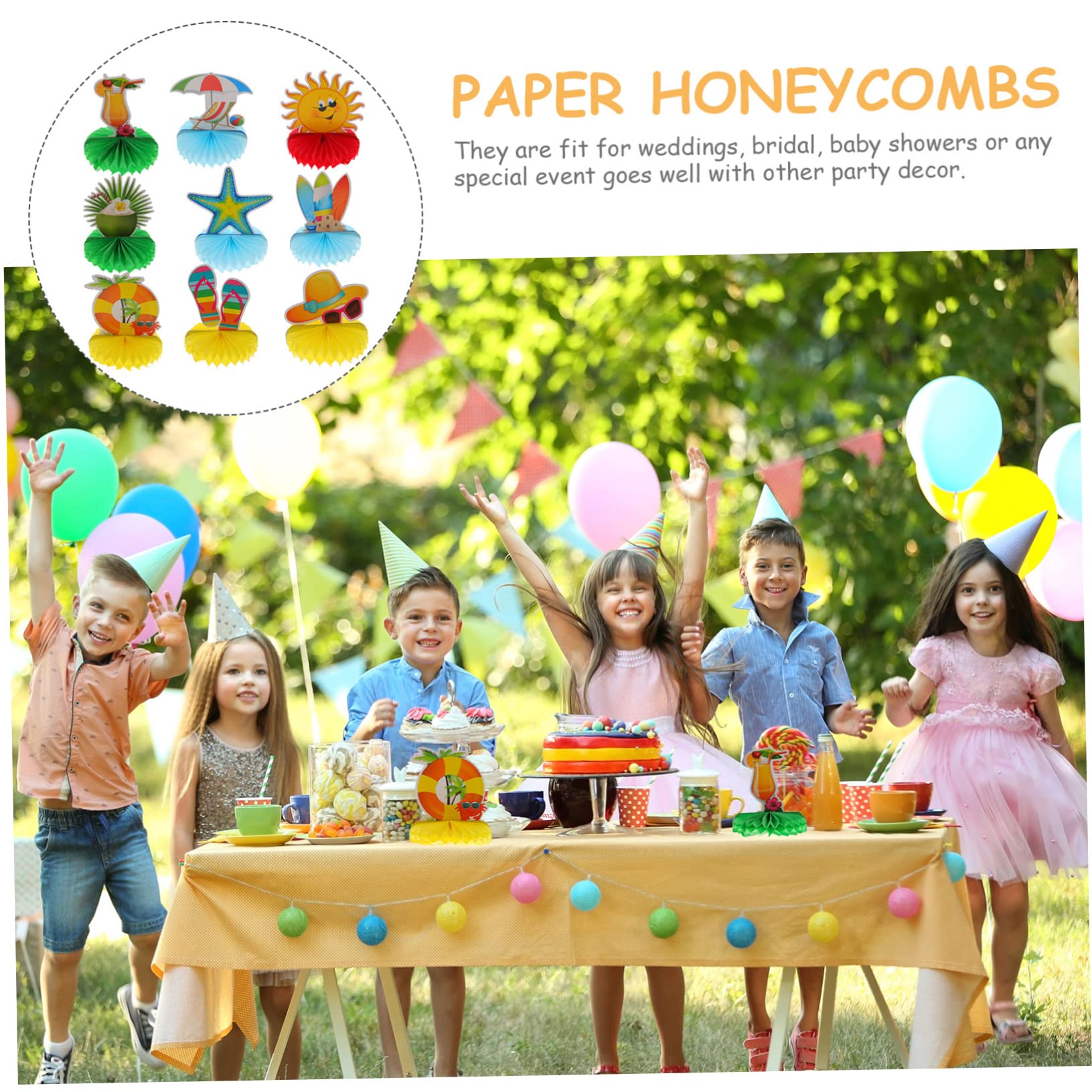 TOYANDONA 27 STK Sommerliche Wabenornamente Hawaii-Dekorationen Für Die Party Luau Waben-mittelstücke Hawaiianische Mittelstücke Für Tische Sommerdeko Für Zu Hause Waben Schmücken Papier