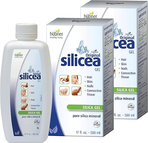 Hübner - Gel de sílice original de 17 fl oz / 16.9 fl oz, paquete de 2, para cabello, piel, uñas y tejido conectivo, fórmula de gel de sílice