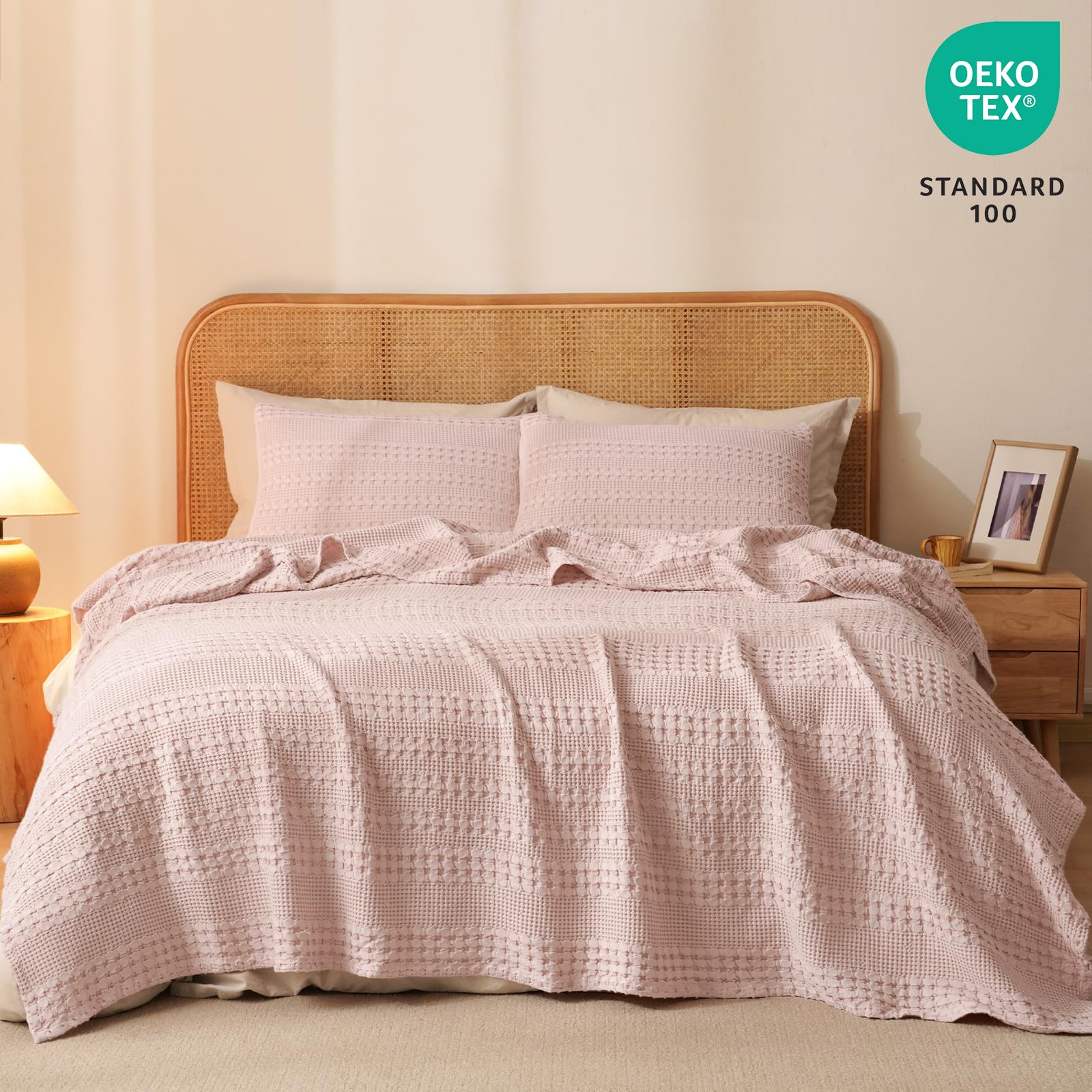 Elegant Comfort 100% Cotton Waffle Blanket - King Size Lightweight All-Season Bed Blanket For Sofa, Couch & Bed