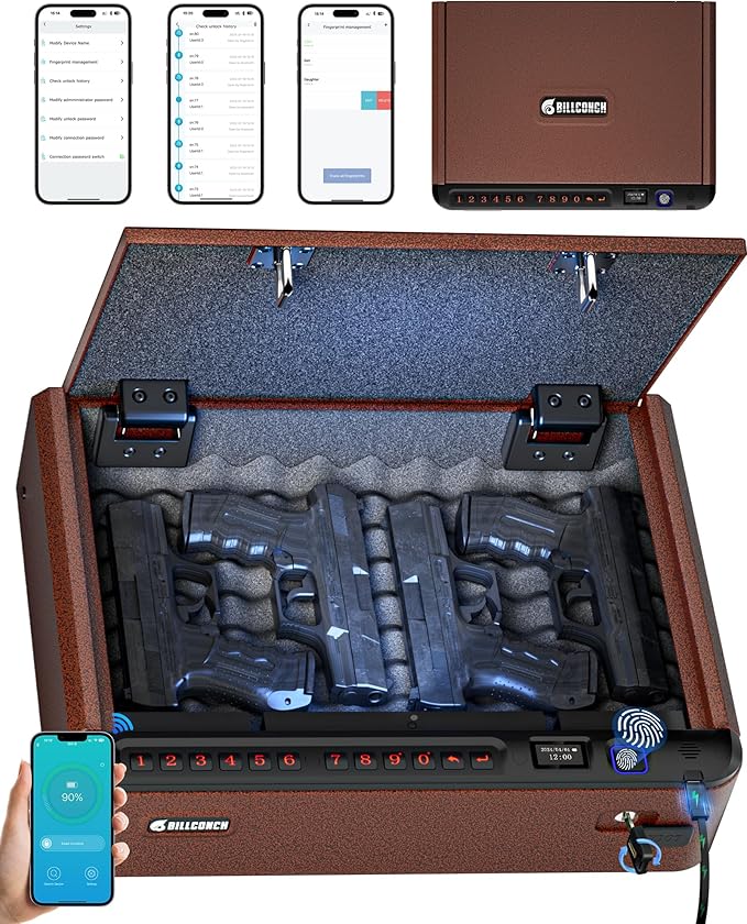 Amazon.com: BILLCONCH Smart Gun Safe with Security Cable - Biometric ...