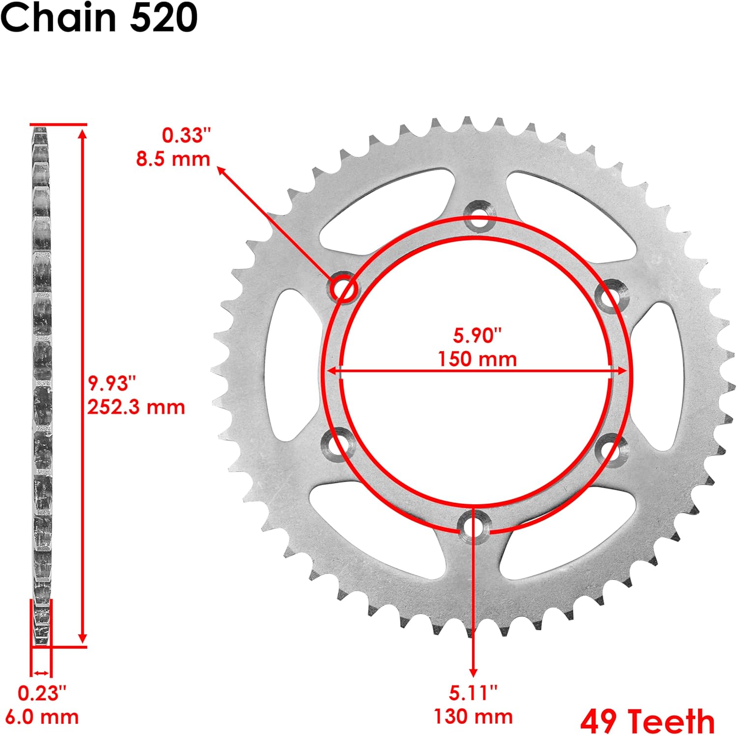 Caltric Drive Chain & Sprockets Kit Compatible with Yamaha Yz250F 2005 2006 2007 2008 2009 2011
