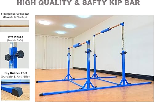 Miniatura 5 de MARFULA Barras horizontales dobles de gimnasia, barras paralelas de 3 juegos, barras desiguales de entrenamiento de gimnasia con brazos reguladores